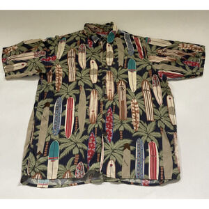VINTAGE Reyn Spooner Hawaiian Traditionals Shirt‎ Size Medium Surf Boards Beachy